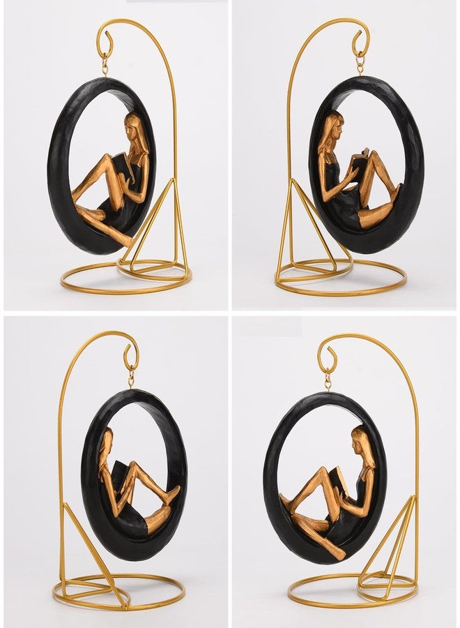 BRABUD Resin Yoga Girl Reading Book Statue Sitting in Circle Figurine Art Ornament Home Bookshelf Desk Library Office Decor Gift TQSHBS15 - Image 5